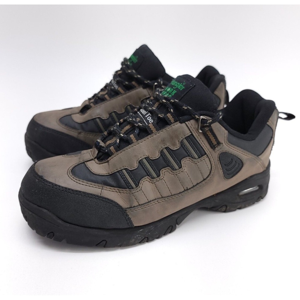 Wrangler‎ Work Wear Steel Toe Shoes Boots Mens 9.5 Lace Up Brown Black